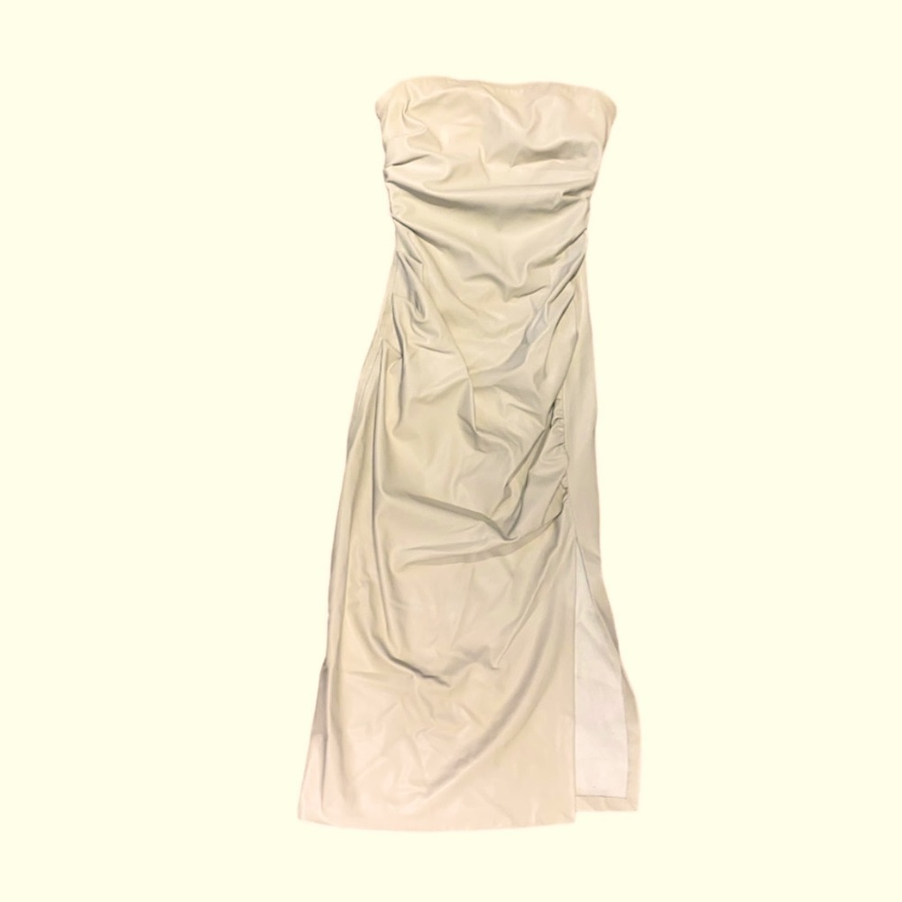Zara leather dress with slit ruched detail Size small - Picture 4 of 13